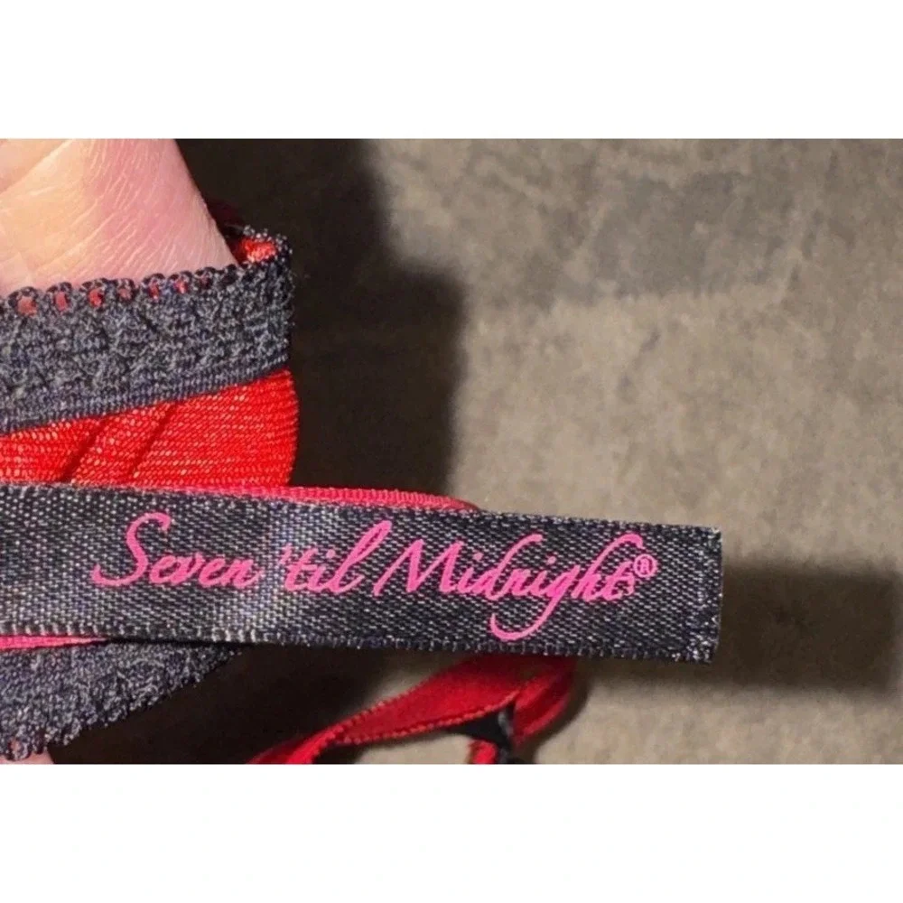 Seven TIL Midnight MAID LINGERIE Dress Red Black Ties Sexy Sz‎ Large